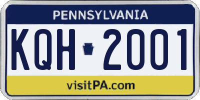 PA license plate KQH2001