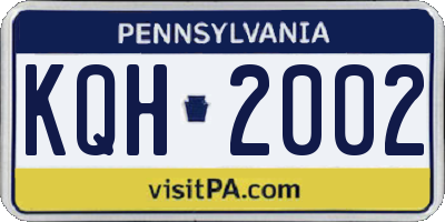 PA license plate KQH2002