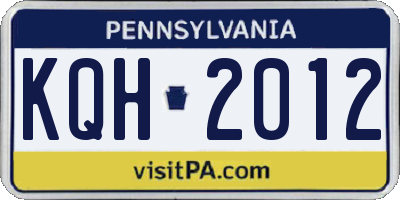 PA license plate KQH2012
