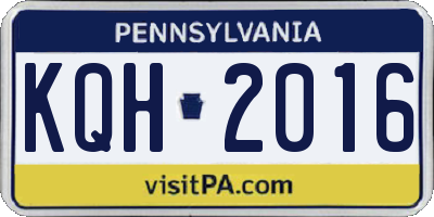 PA license plate KQH2016
