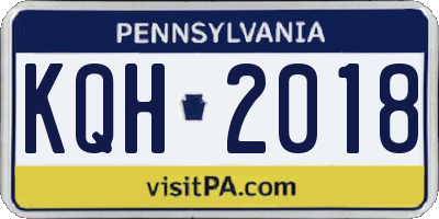 PA license plate KQH2018