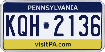 PA license plate KQH2136