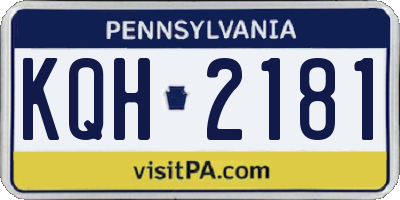 PA license plate KQH2181