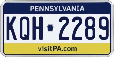 PA license plate KQH2289