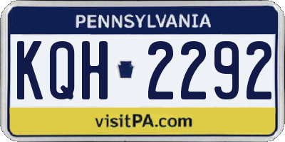 PA license plate KQH2292