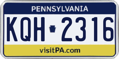 PA license plate KQH2316
