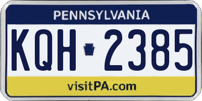 PA license plate KQH2385