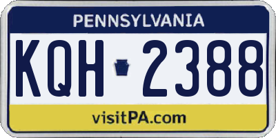 PA license plate KQH2388