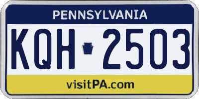 PA license plate KQH2503