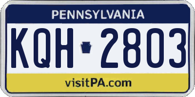 PA license plate KQH2803