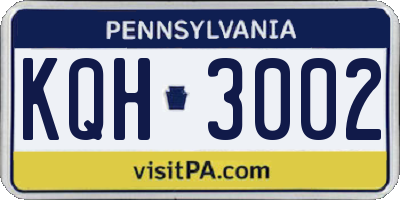 PA license plate KQH3002