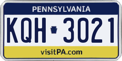 PA license plate KQH3021