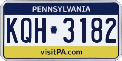 PA license plate KQH3182