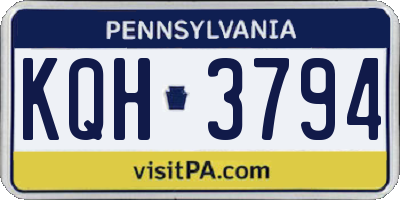 PA license plate KQH3794