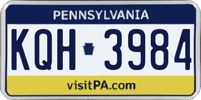PA license plate KQH3984