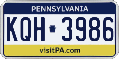 PA license plate KQH3986