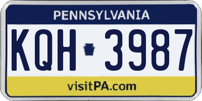 PA license plate KQH3987