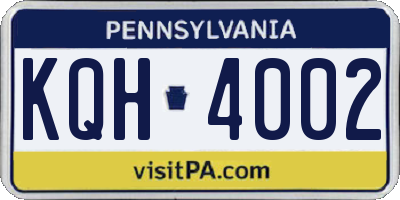 PA license plate KQH4002