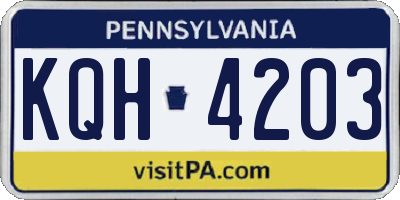PA license plate KQH4203