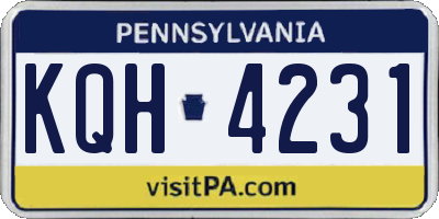 PA license plate KQH4231