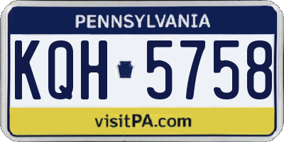 PA license plate KQH5758