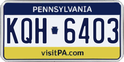 PA license plate KQH6403