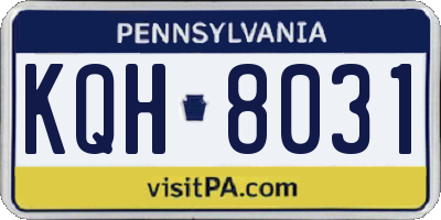 PA license plate KQH8031
