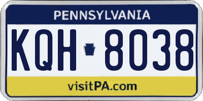 PA license plate KQH8038