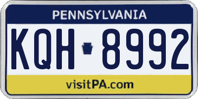 PA license plate KQH8992