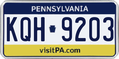 PA license plate KQH9203