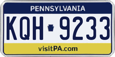 PA license plate KQH9233