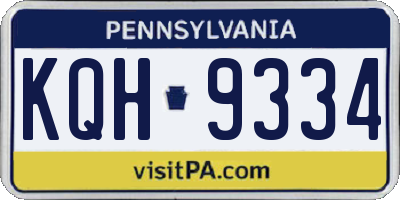 PA license plate KQH9334
