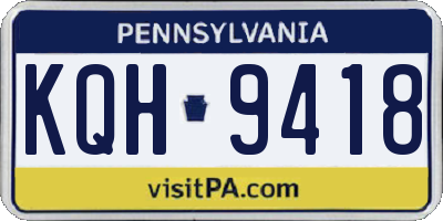 PA license plate KQH9418