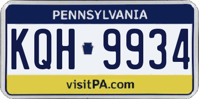 PA license plate KQH9934