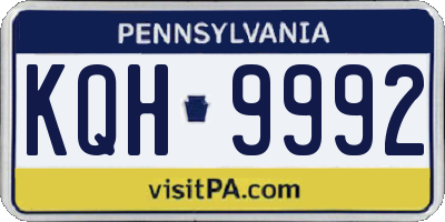 PA license plate KQH9992