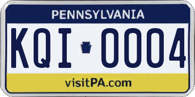 PA license plate KQI0004