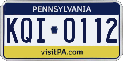 PA license plate KQI0112