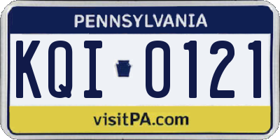 PA license plate KQI0121