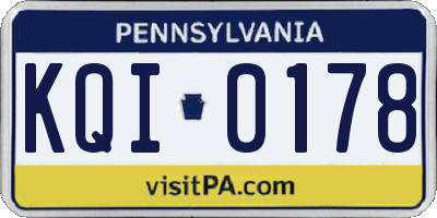 PA license plate KQI0178