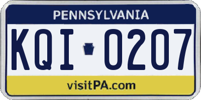 PA license plate KQI0207