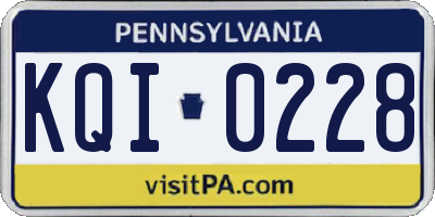 PA license plate KQI0228