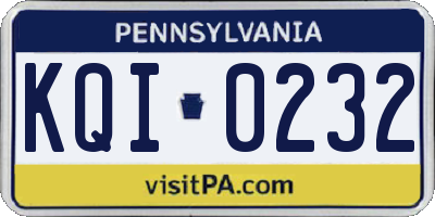PA license plate KQI0232