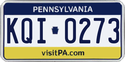 PA license plate KQI0273