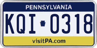 PA license plate KQI0318