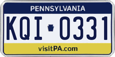 PA license plate KQI0331