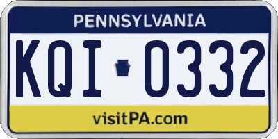 PA license plate KQI0332