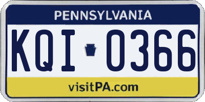 PA license plate KQI0366