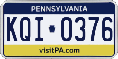 PA license plate KQI0376