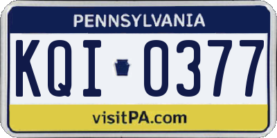 PA license plate KQI0377