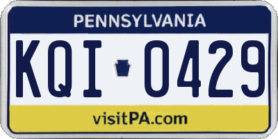 PA license plate KQI0429
